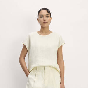 Everlane Muscle Top in Linen in Bone White, Size Small